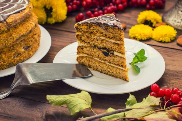Geleneksel Macar Esterhazy kek .selective odak. çikolata ile bir adını parça :