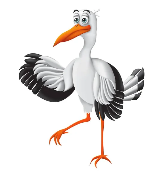 Stork, rolig seriefigur. Vektorillustration — Stock vektor
