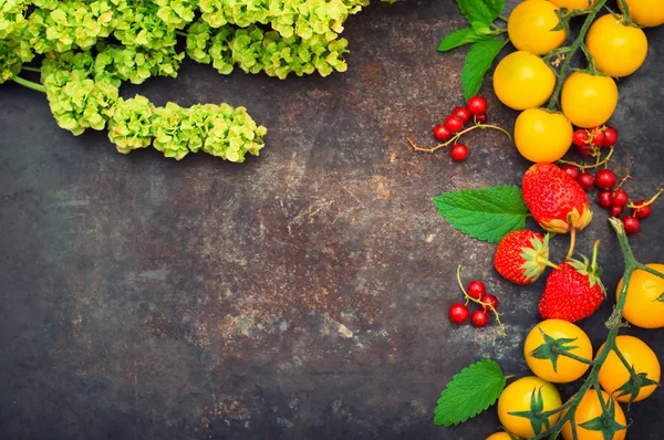 Conjunto de alimentos orgánicos. Verduras frescas crudas para ensalada. Sobre un viejo fondo azul. Vista superior. Primer plano — Foto de Stock