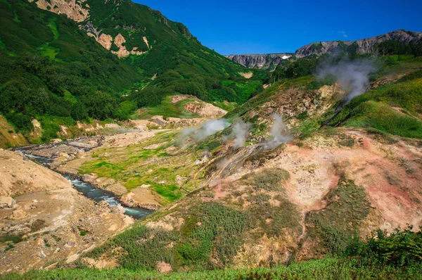 Valea Gheizerelor, Kamchatka, Rusia. De aproape. Privire de sus — Fotografie, imagine de stoc