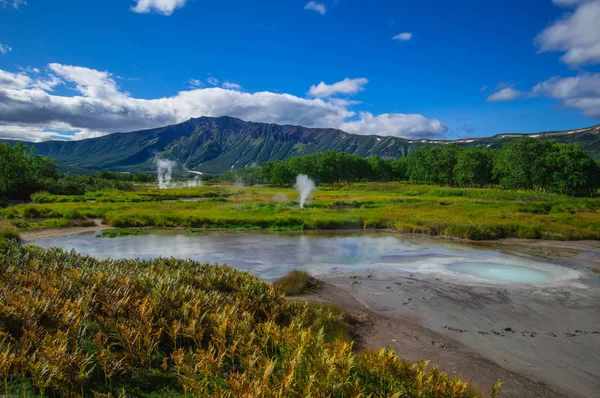 Acid lake in Uzon's volcano caldera. Kamchatka, Russia. — Stock Photo, Image