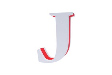 Alfabesi harfleri, beyaz arka plan üzerinde izole. Alfabe harf J şekerle beyaz zemin üzerine yapılan.