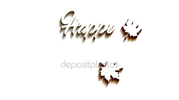 4K Thanksgiving greeting card with Happy Thanksgiving animation lettering text. Ifinity loop thanksgiving card. White text and background. Animate shadows. — Stock Video