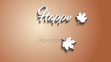 4 k Şükran Günü tebrik kartı Happy Thanksgiving animasyon metin yazı ile. Ifinity döngü Şükran günü kartı. Beyaz metin. Kahverengi zemin. Animasyon gölgeler.