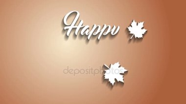4 k Şükran Günü tebrik kartı Happy Thanksgiving animasyon metin yazı ile. Ifinity döngü Şükran günü kartı. Beyaz metin. Kahverengi zemin. Animasyon gölgeler.