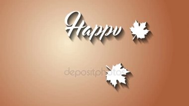 4 k Şükran Günü tebrik kartı Happy Thanksgiving animasyon metin yazı ile. Ifinity döngü Şükran günü kartı. Beyaz metin. Kahverengi zemin. Whith gölgeler.