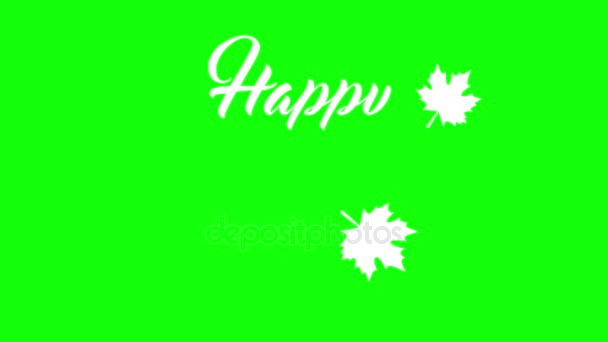 4K Thanksgiving greeting card with Happy Thanksgiving animation lettering text. Ifinity loop thanksgiving card. White text. Green chromakey background. Flat. — Stock Video