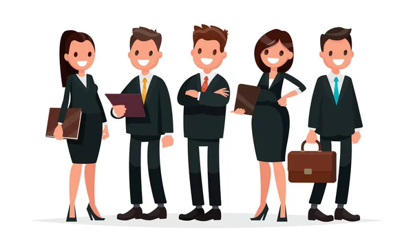 İş takım. Bir grup insan iş takım elbiseli giyinmiş. Vect