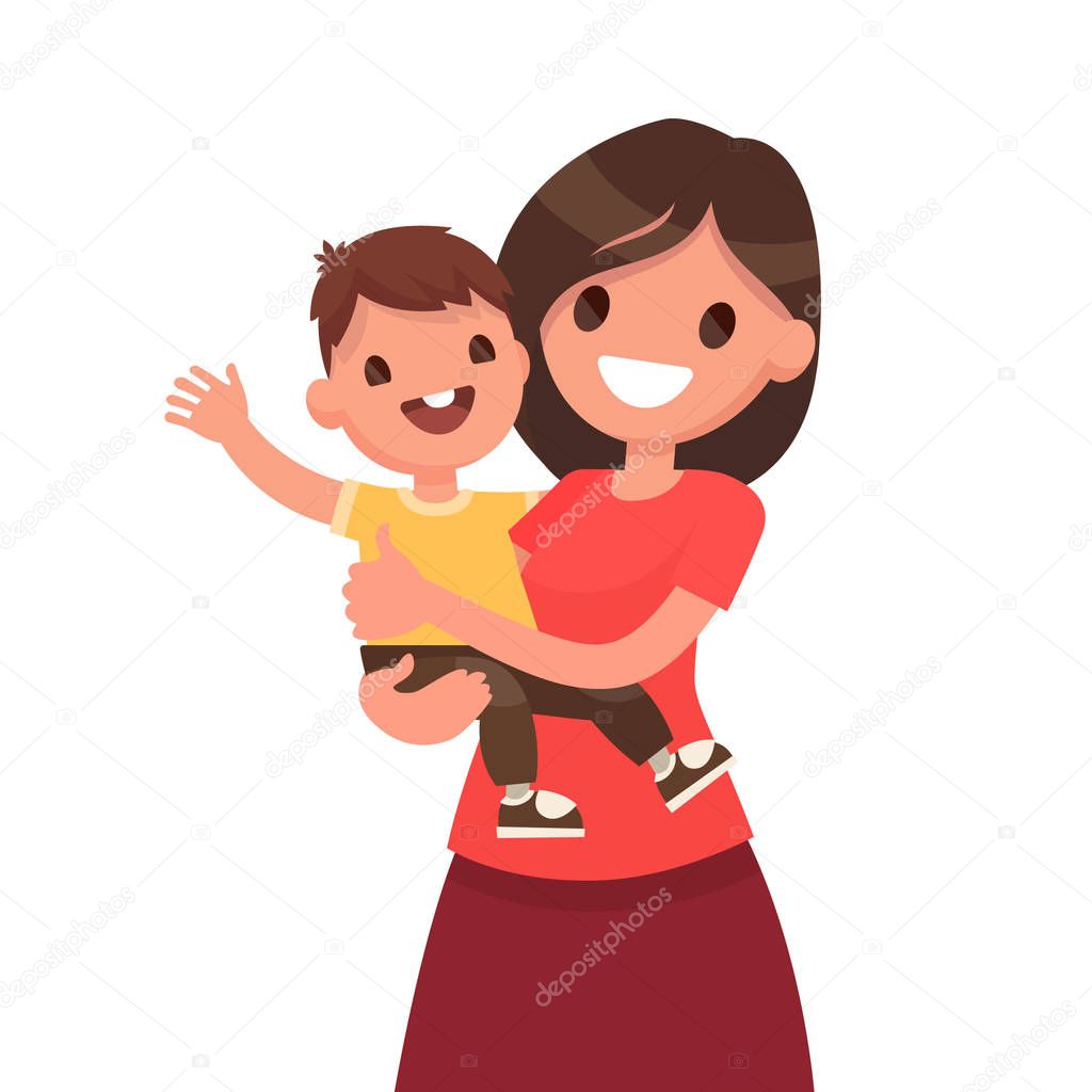 Motherhood. Mother with a baby on a white background. Vector illustration in a flat style