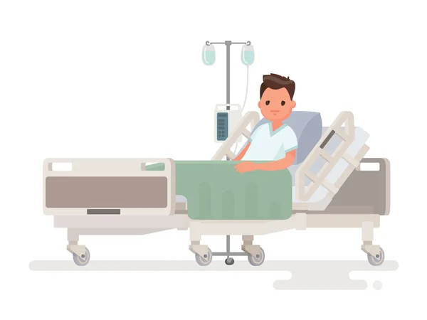 Hospitalización del paciente. Una persona enferma está en un ser médico — Archivo Imágenes Vectoriales