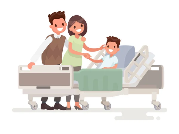Látogatás a látogatók, hogy a beteg a kórházban. S szülők — Stock Vector