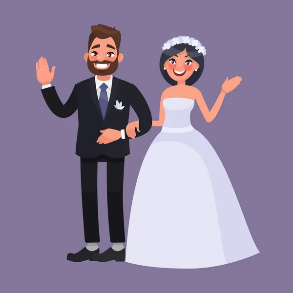 Bride and groom. Newlyweds welcome. Excellent element for weddin — Stock Vector