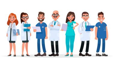 Doctors. Team of medical workers on a white background. Hospital clipart
