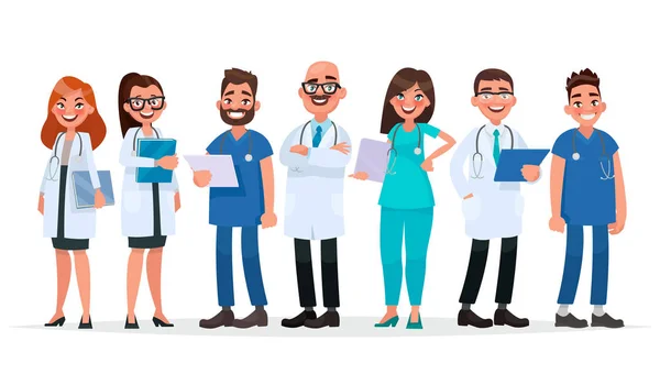 Ärzte. Team medizinischer Mitarbeiter auf weißem Hintergrund. Krankenhaus — Stockvektor