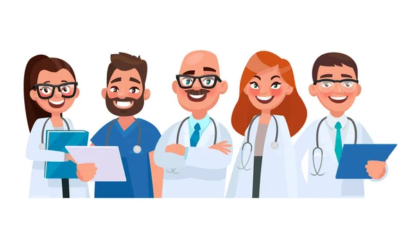 Team of doctors on isolated background. Medical workers. Vector — Stock Vector