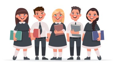 Grup ilköğretim okulu öğrenci. Kız ve erkek s giyinmiş