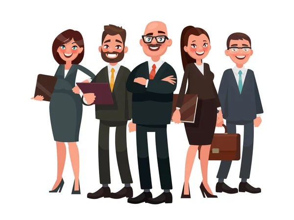 İş adamları bir lideri tarafından yönetilir. Vektör çizim arabası