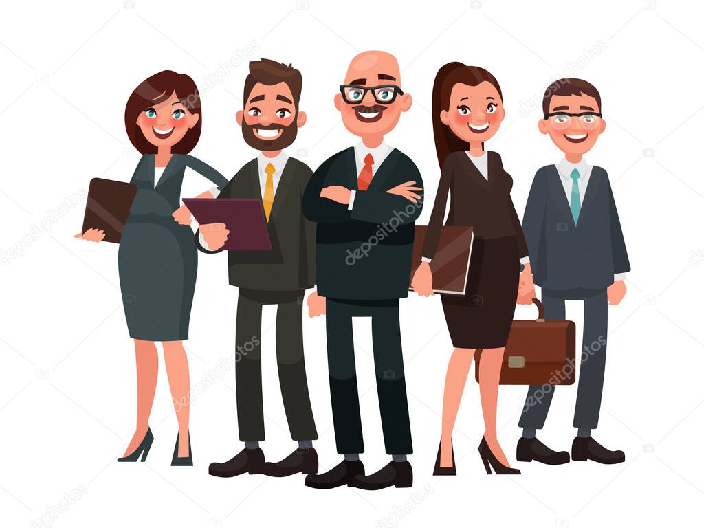 Business people are led by a leader. Vector illustration in cart