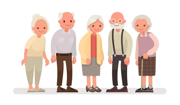 Personas mayores. Abuelos sobre un fondo blanco. Vector ilustra — Vector de stock