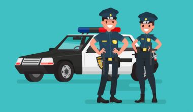 Polis memuru. Erkek ve kadın. Sipariş Guardians. Vektör illus