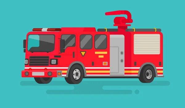 Camião de bombeiros em fundo isolado. Ilustração vetorial em plano — Vetor de Stock