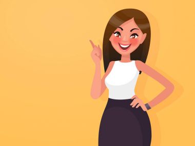 Tatlı bir kız için bir şeyler gösteriyor. Yeni güzel bir fikir. Vektör illustra