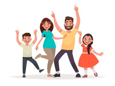 Tuhaf ailenin. Baba, anne, oğlu ve kızı mutlu