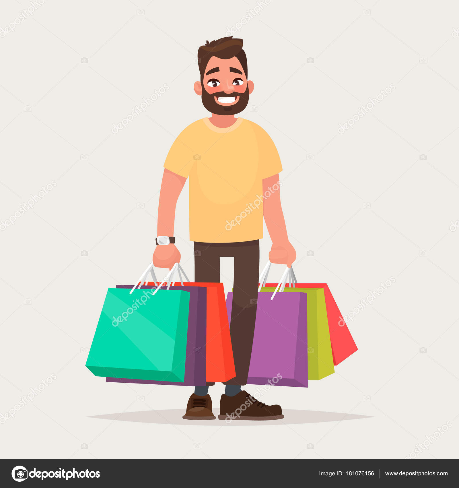 El hombre es ir de compras El chico con los paquetes El hombre es ir de compras El chico con los paquetes