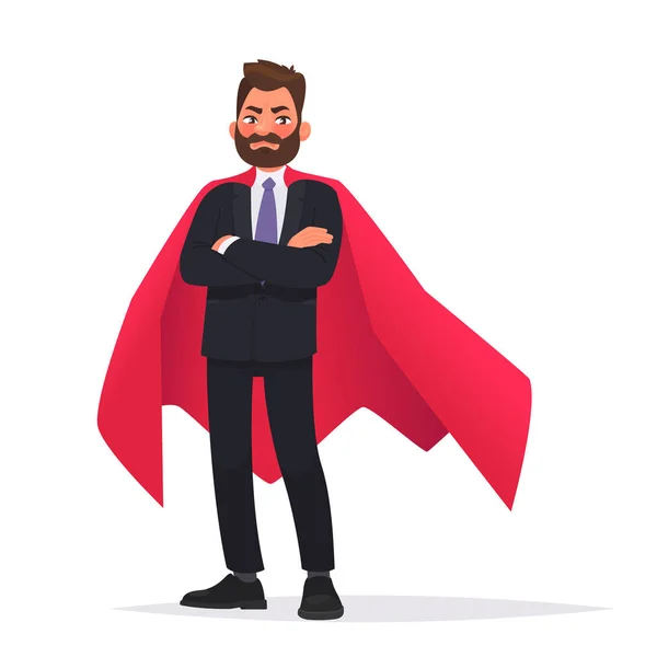 Determined businessman or office worker super hero in a red cloa — 스톡 벡터