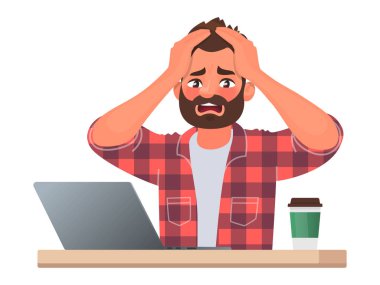Stres ya da son teslim tarihi. Bir iş adamı kafasını sıkıca kavradı. 