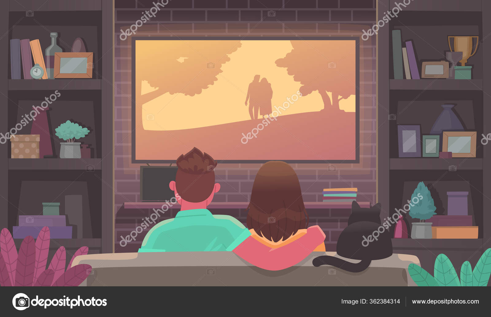 Couple Young People Watching Man Woman Cozy Atmosphere Watch Movie Stock Vector Image by © #362384314 Couple Young People Watching Man Woman Cozy Atmosphere Watch Movie Stock Vector Image by © #362384314