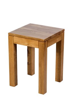  Beyaz arka plan üzerinde izole kahverengi ahşap tabure