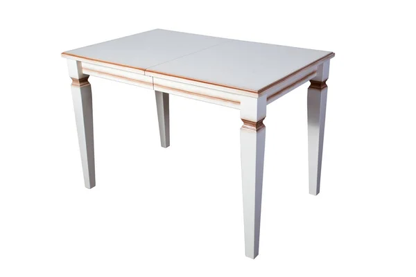 Weißer Holztisch isoliert auf weißem Hintergrund — Stockfoto