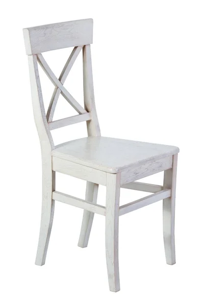 Chaise en bois blanc isolé sur fond blanc — Photo