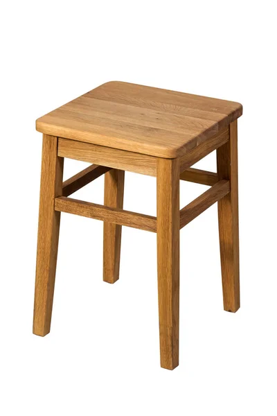 Tabouret en bois brun isolé sur fond blanc — Photo