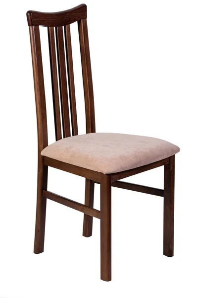 Chaise en bois avec assise douce isolée sur fond blanc — Photo