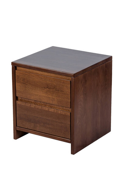 Деревянная мебель изолирована на белом. Коричневая тумбочка
