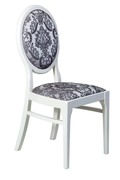 Chaise en bois blanc avec assise douce isolée sur fond blanc — Photo