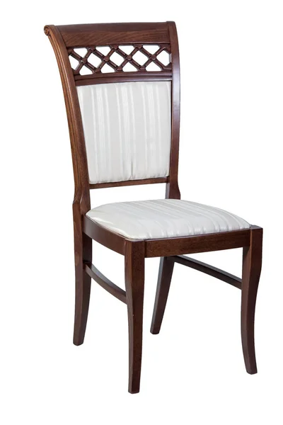 Holzstuhl mit weichem Sitz isoliert auf weißem Hintergrund — Stockfoto