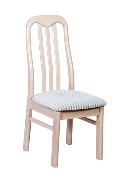 Chaise en bois avec assise douce isolée sur fond blanc — Photo