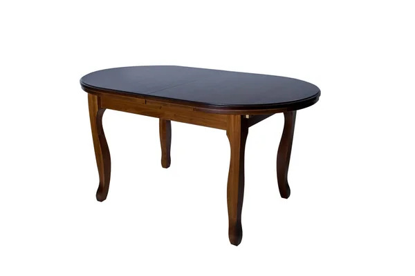 Table ronde en bois isolée sur fond blanc — Photo