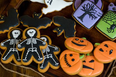 Cadılar Bayramı ev yapımı gingerbread çerezleri arka plan