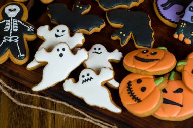 Cadılar Bayramı ev yapımı gingerbread çerezleri arka plan