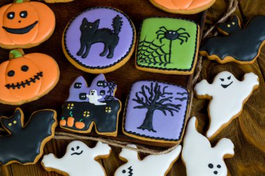 Cadılar Bayramı ev yapımı gingerbread çerezleri arka plan