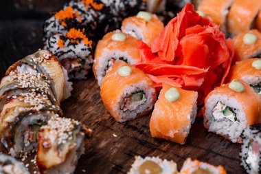 suşi büyük ahşap arka plan ayarla