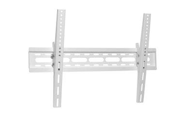 LCD monitör, plazma TV ve LED ekran aygıtı için duvar bağlanma parantezlerinin beyaz renkli kısımları. Beyaz arka planda izole edilmiş. Boşluğu kopyala.