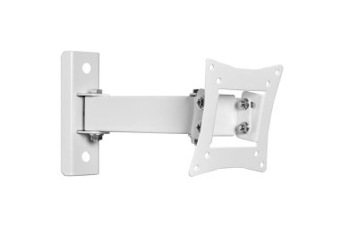 Beyaz arkaplan izolasyonunda TV için beyaz parantez. 