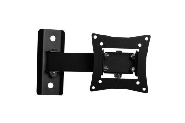 LCD monitör, plazma TV ve LED ekran aygıtı için duvar bağlanma parantezlerinin siyah renkli parçaları. Beyaz arka planda izole edilmiş. Boşluğu kopyala.