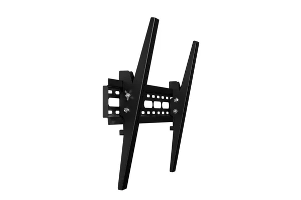 LCD monitör, plazma TV ve LED ekran aygıtı için duvar bağlanma parantezlerinin siyah renkli parçaları. Beyaz arka planda izole edilmiş. Boşluğu kopyala.