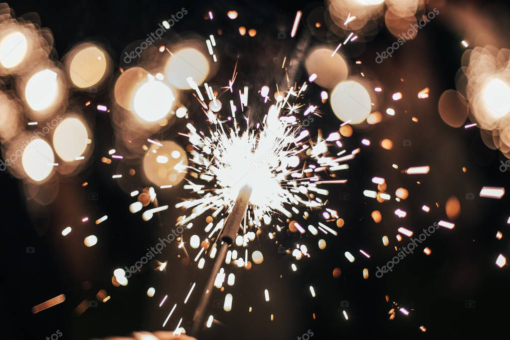 Firework Sparks Holiday Party Celebration — Stock Photo © svetaya 180040886